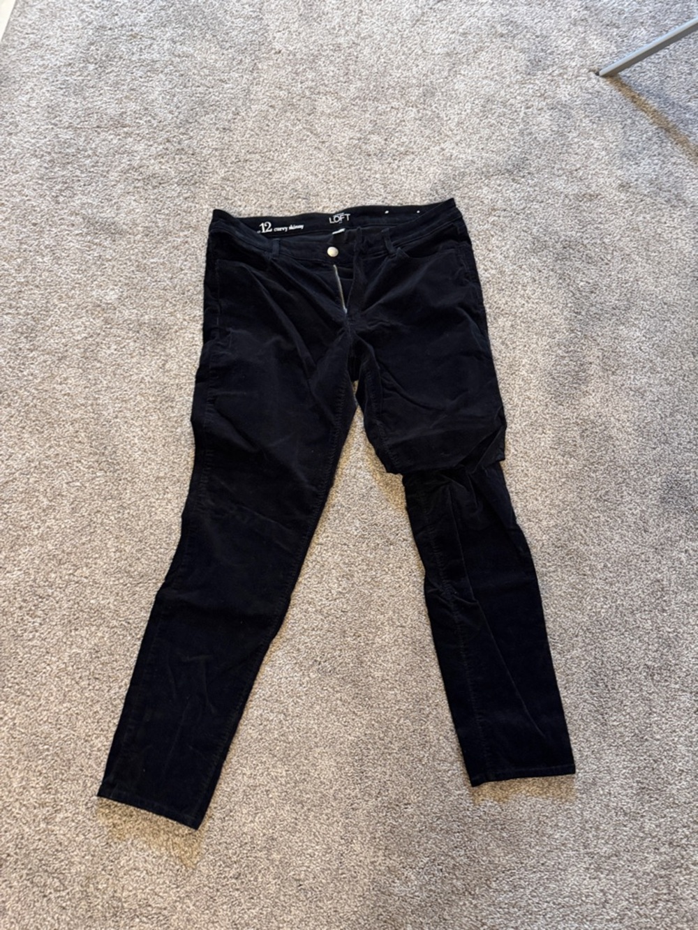 LOFT Black Corduroy Slim Ankle Pants